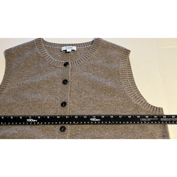 COS 100% WOOL BUTTONED Sweater Vest Pockets EUC Brown Womens Large - Picture 5 of 16